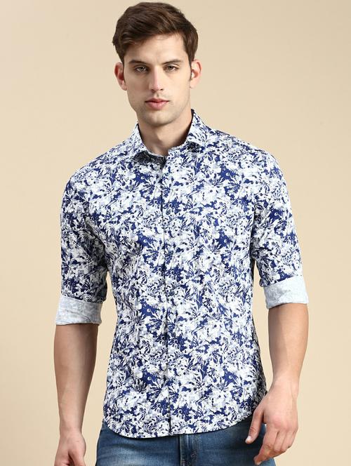Men Blue Slim Fit Long Sleeve Casual Shirt - 19944497 - Very Small Image - 1