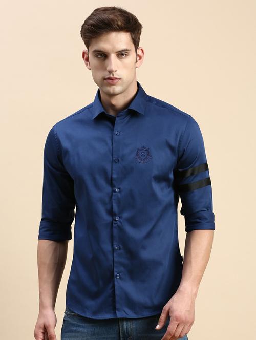 Blue Cotton Casual Shirt - 19944519 - Very Small Image - 1