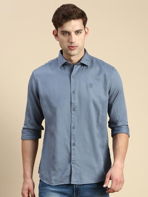 blue cotton casual shirt - 19944569 - Very Small Image - 1