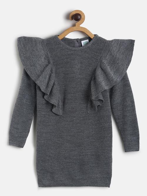 grey solid frock - 19946779 - Very Small Image - 1