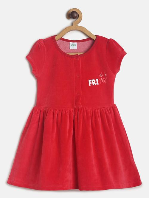 red solid frock - 19946789 - Very Small Image - 1