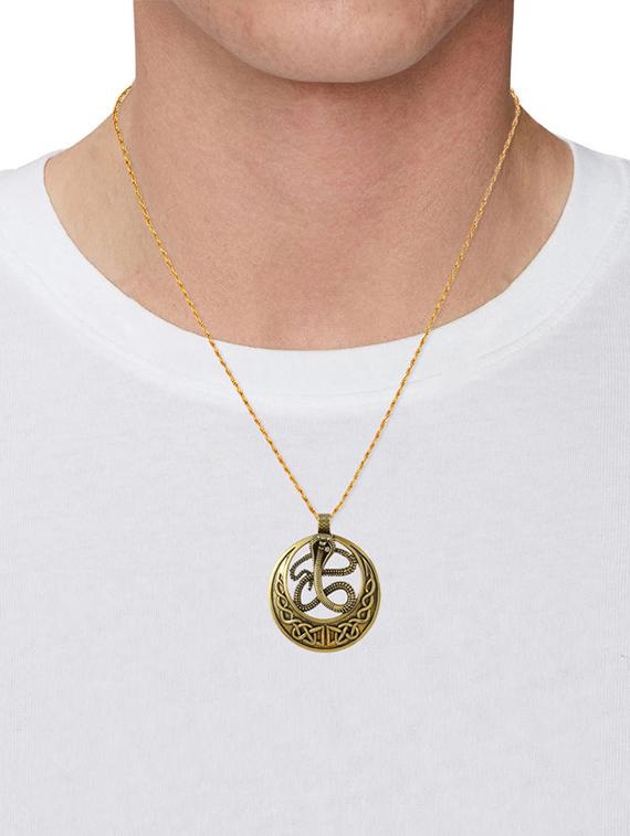 brass antique gold plated serpent nag dev snake pendant - 19947146 - Standard Image - 2