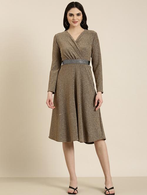 women's fit & flare solid dress - 19947749 - Very Small Image - 1