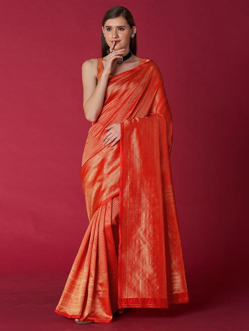 women's self design red colored saree with blouse - 19947923 - Very Small Image - 1