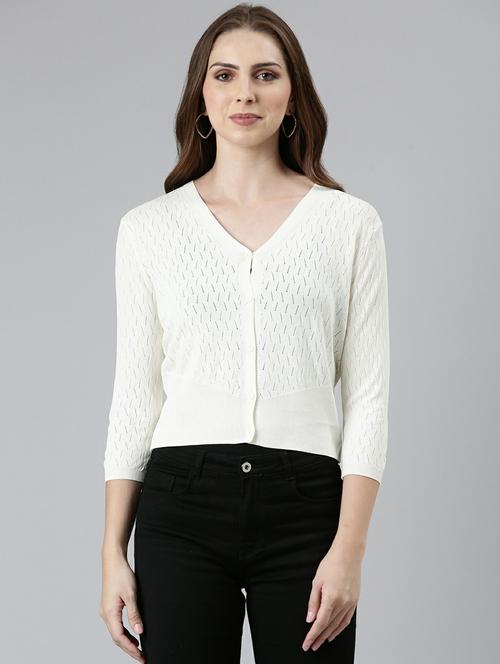 white self design cardigan - 19948277 - Very Small Image - 1