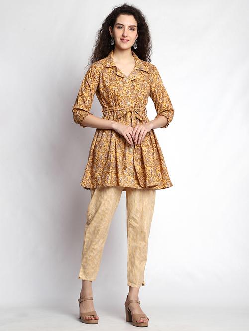 yellow printed ethnic co ord set - 19949115 - Very Small Image - 1