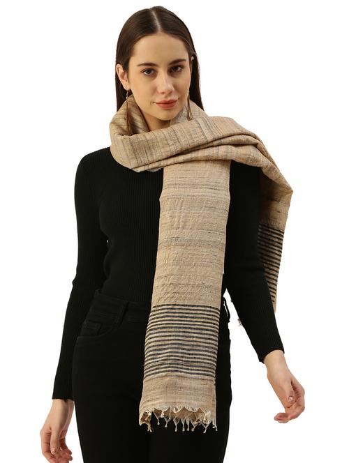 brown pure silk scarf - 19949150 - Very Small Image - 1