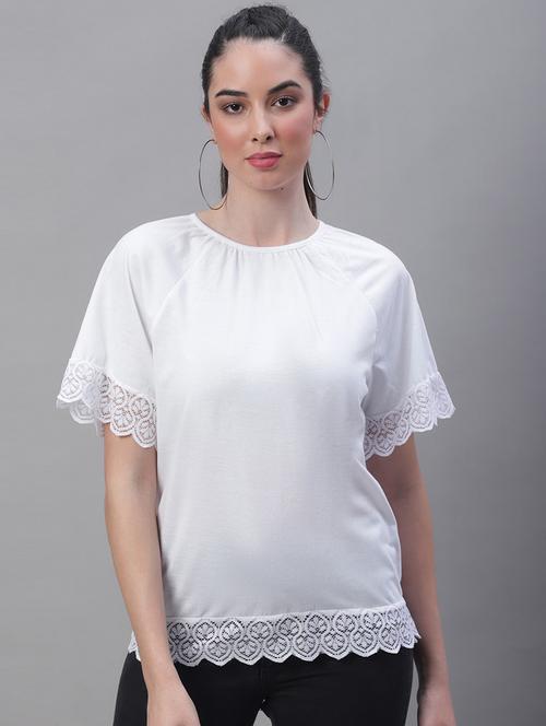 women's straight round neck top - 19950575 - Very Small Image - 1