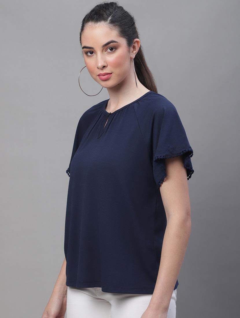 women's a line key hole neck top - 19950578 - Zoom Image - 1