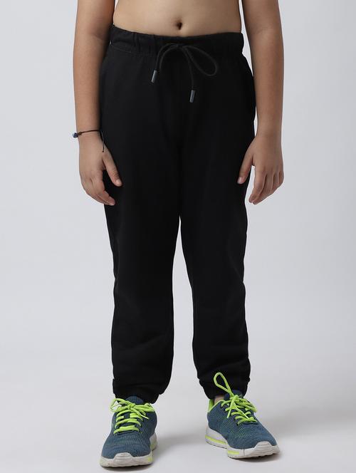 boys solid cotton track pants - 19950804 - Very Small Image - 1