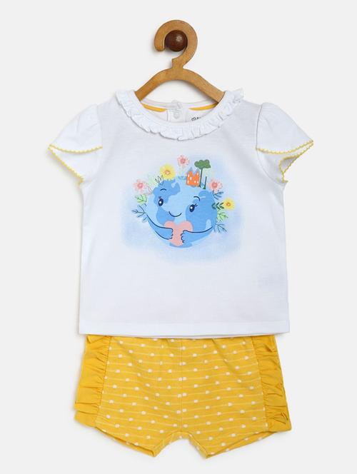 yellow shorts with white printed top twin sets  - 19951713 - Very Small Image - 1