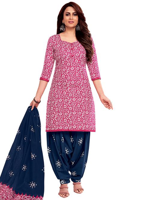 printed unstitched patiyala suit - 19953966 - Very Small Image - 1