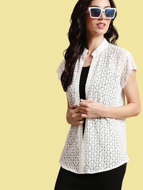 white lace short sleeves regular shrug - 19954319 - Very Small Image - 1