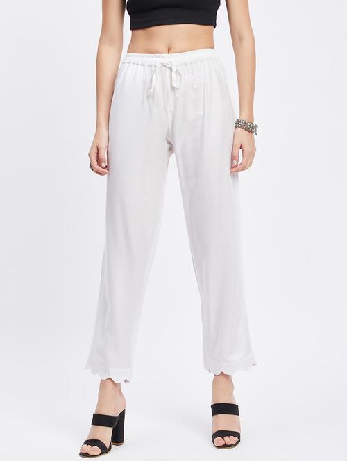 women white solid ankle length tapered pant - 19955285 - Very Small Image - 1