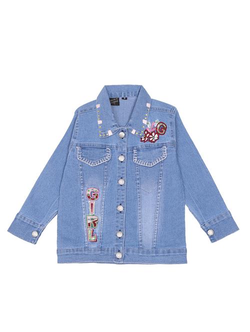 girls shirt collar self design regular jacket - 19955331 - Very Small Image - 1