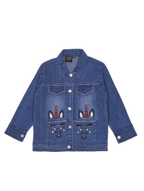 girls shirt collar self design regular jacket - 19955332 - Very Small Image - 1