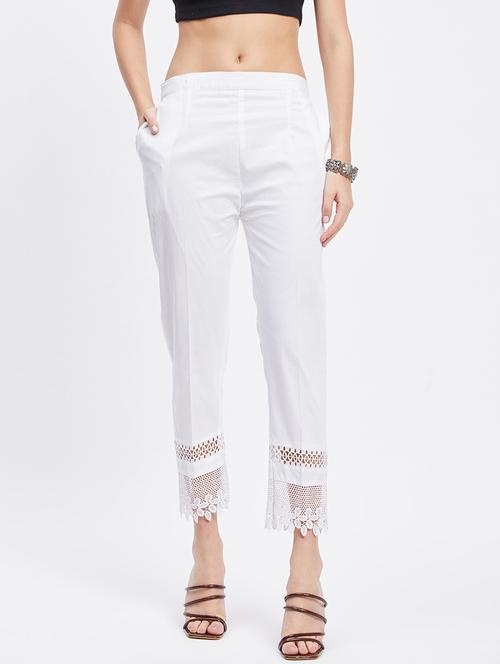 white solid mid rise ankle length trouser - 19956189 - Very Small Image - 1