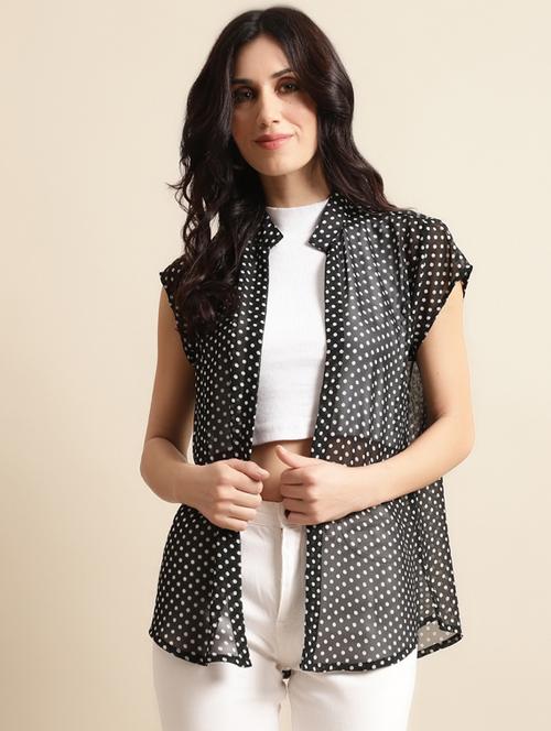 black polka doted short sleeves regular shrug - 19956206 - Very Small Image - 1