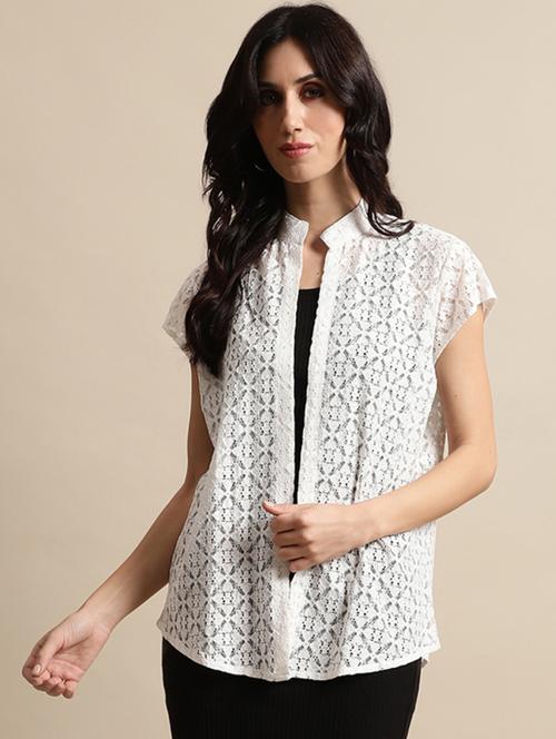 white lace short sleeves regular shrug - 19956208 - Very Small Image - 1