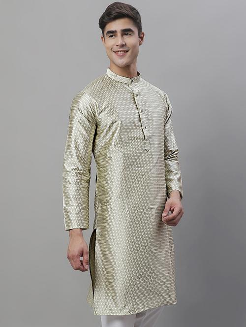 men's self design silk kurta - 19957252 - Very Small Image - 1