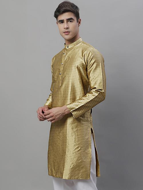 men's self design silk kurta - 19957254 - Very Small Image - 1