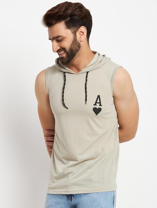 grey solid hooded t-shirt - 19957752 - Very Small Image - 1