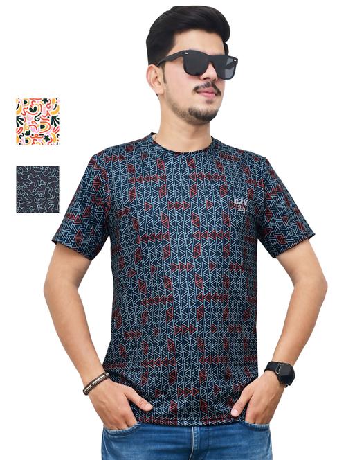 round neck printed t-shirt combo - 19958177 - Very Small Image - 1