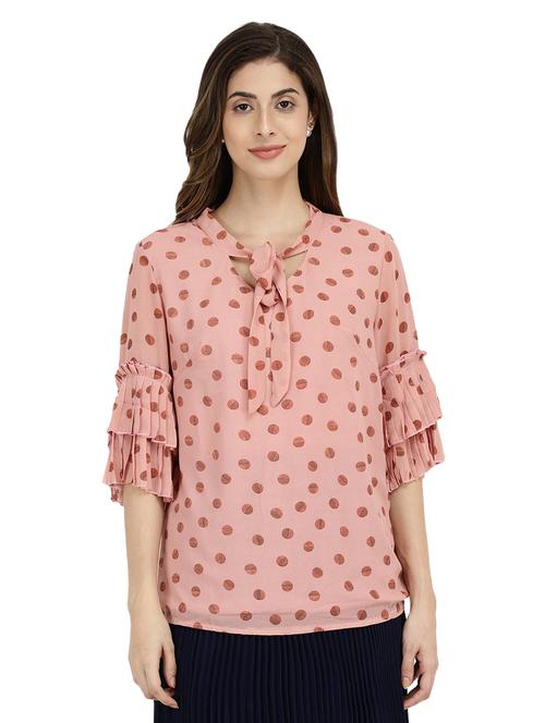 women pink tie knot neck top - 19958710 - Very Small Image - 1