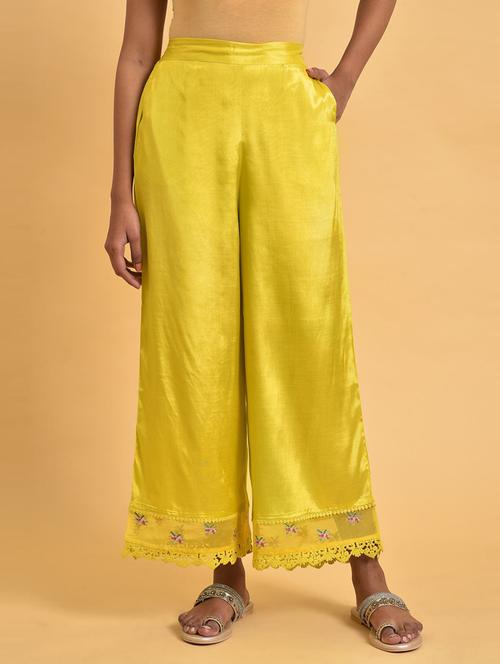 yellow viscose straight palazzo - 19959583 - Very Small Image - 1