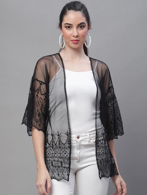 black cotton blend shrug - 19959909 - Very Small Image - 1