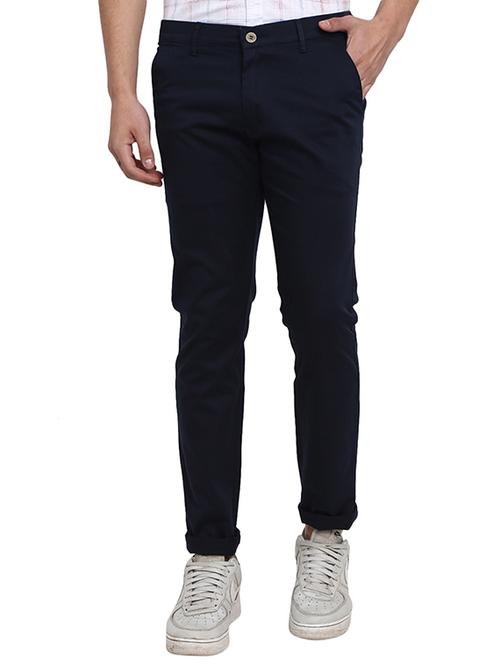 blue cotton chinos casual trousers - 19960941 - Very Small Image - 1