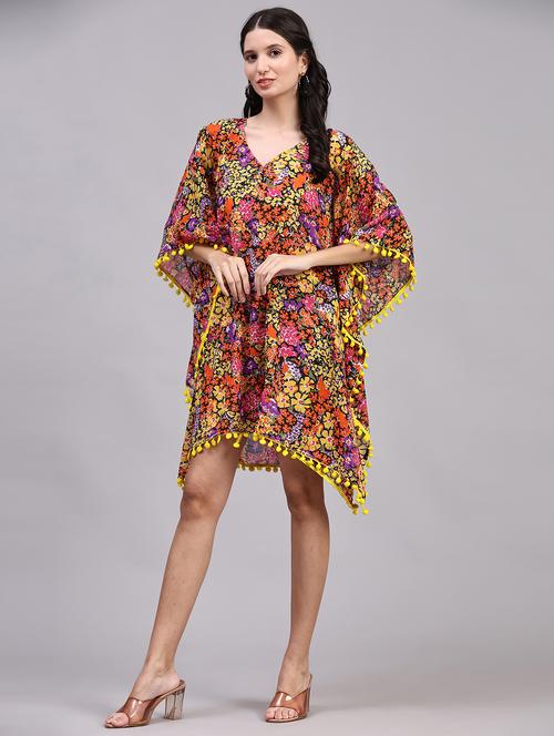 multi colored relaxed fit floral print kaftan dress - 19967957 - Very Small Image - 1