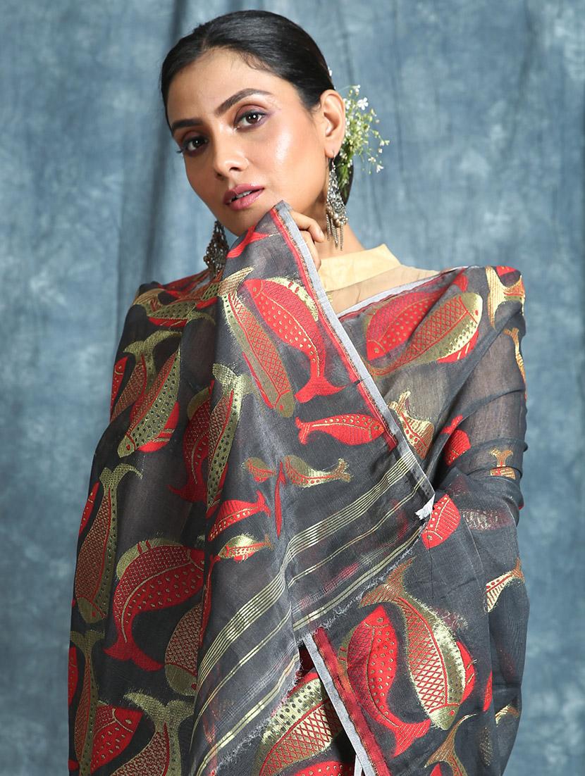 women's self design black colored saree - 19968624 - Standard Image - 2
