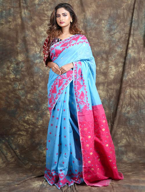 women's self design blue colored saree - 19968677 - Very Small Image - 1