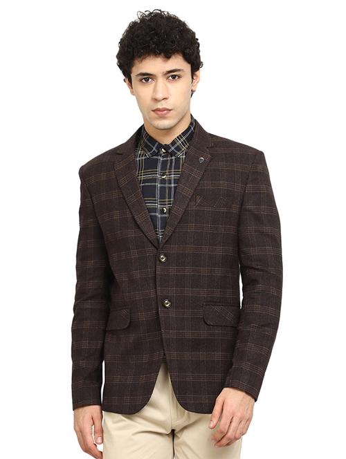 vmart men checks tweed notched lapel casual blazer - 19969182 - Very Small Image - 1