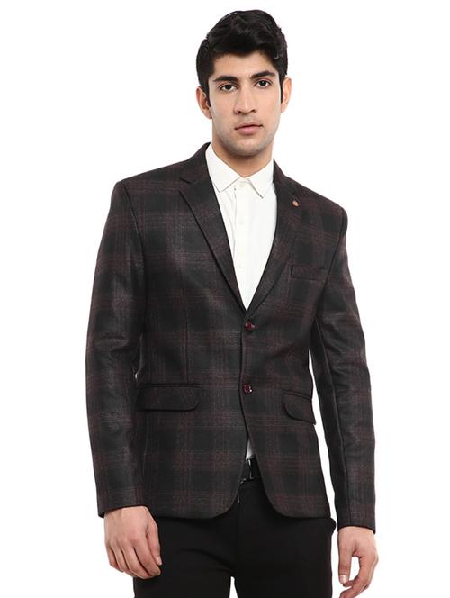 black checkered single breasted casual blazer - 19969185 - Very Small Image - 1