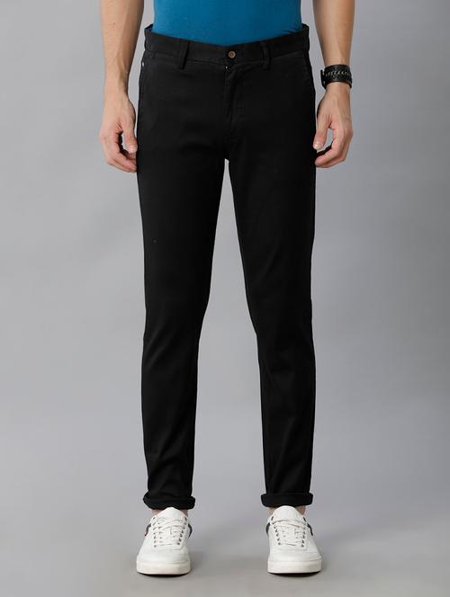 black cotton chinos casual trousers - 19972038 - Very Small Image - 1