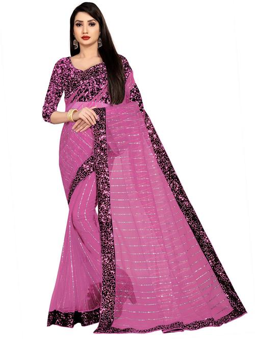 self design embroidered saree with blouse - 19973856 - Very Small Image - 1