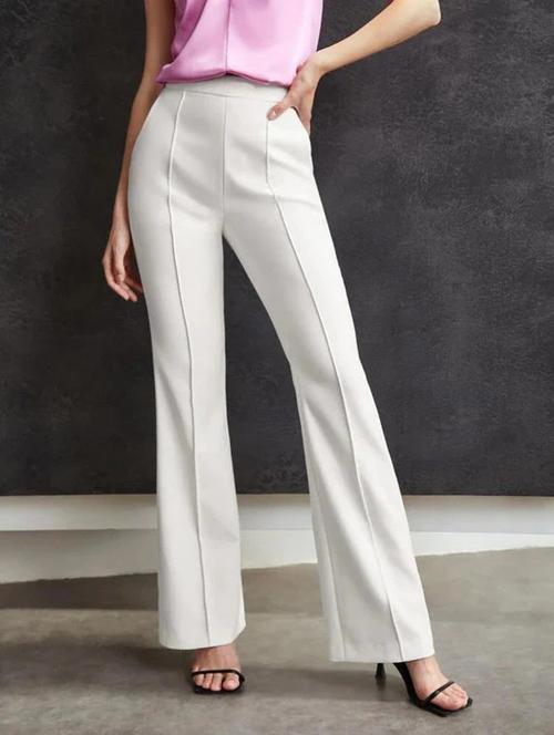 women solid high rise trousers - 19974378 - Very Small Image - 1