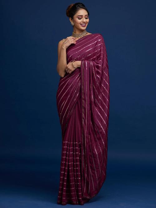 mirror work embroidered saree with blouse - 19975510 - Very Small Image - 1