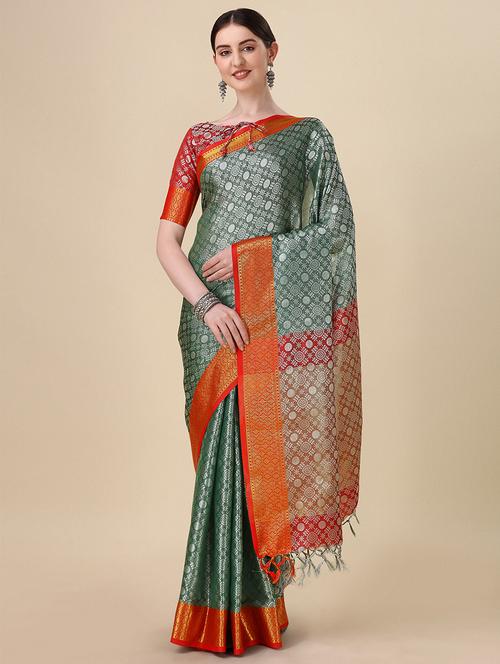 self design woven saree with blouse - 19975541 - Very Small Image - 1
