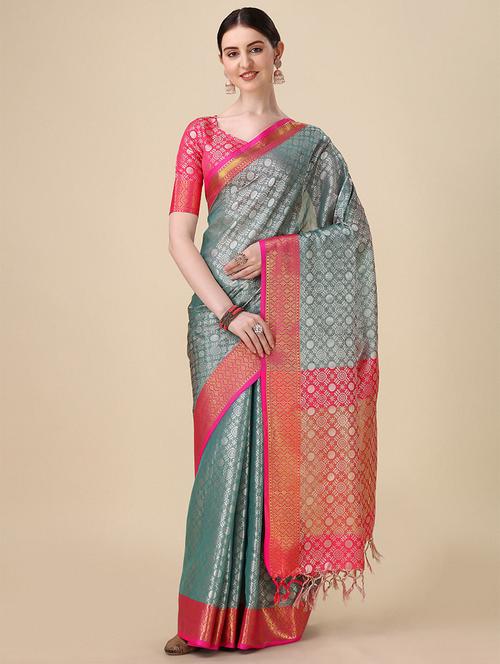self design woven saree with blouse - 19975543 - Very Small Image - 1