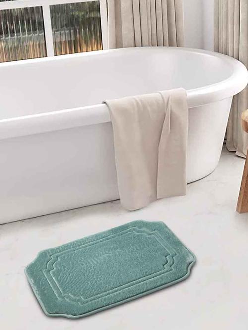 fabinaliv turquoise geometric polyester bath mat (60x40 cm) - 19977614 - Very Small Image - 1