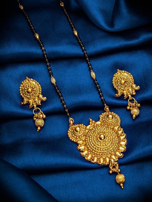 gold brass beaded mangalsutra set - 19978854 - Very Small Image - 1
