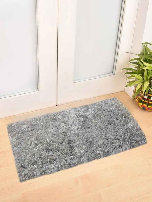 fabinaliv grey solid cotton blend door mat (80x50 cm) - 19979800 - Very Small Image - 1