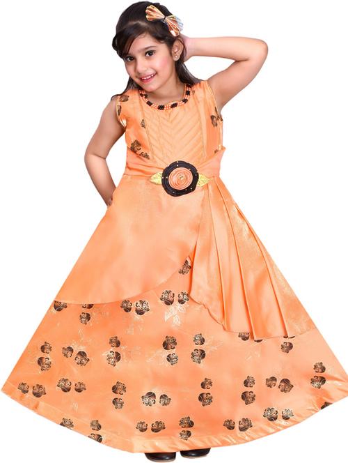 round neck printed silk blend frock - 19980134 - Very Small Image - 1