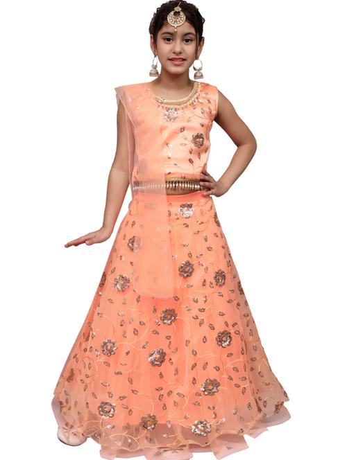 round neck embellished net lehenga choli - 19981803 - Very Small Image - 1