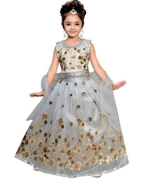 round neck emroidered net lehenga choli - 19981818 - Very Small Image - 1