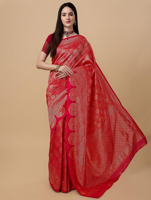 red banarasi saree - 19982077 - Very Small Image - 1