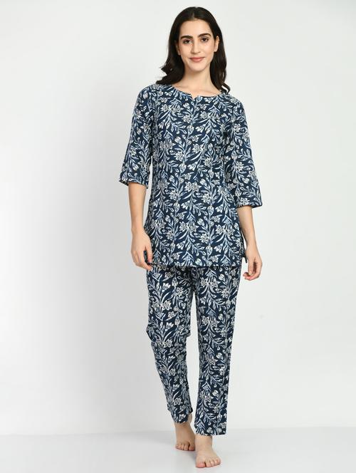 blue printed pyjama set nightwear  - 19982726 - Very Small Image - 1